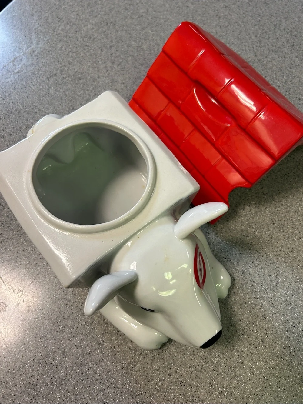 RARE!! collectible Target Bullseye Ceramic Dog Coin Bank with Red Roof
